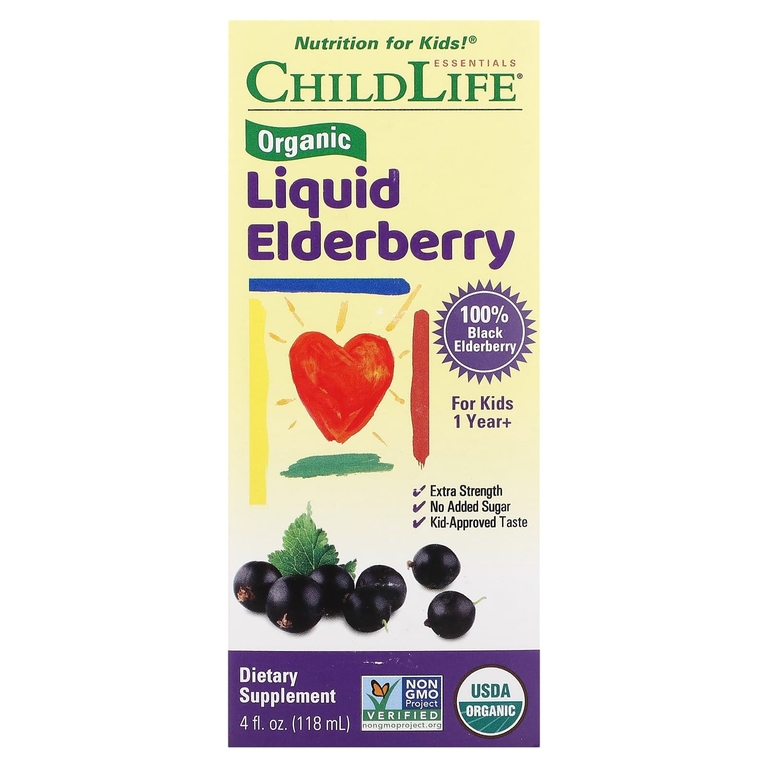 ChildLife Essentials Liquid Elderberry Органическая жидкая бузина, от 1 года, 118 мл