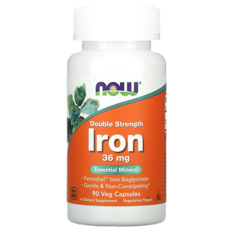 NOW Iron Double Strength 36 мг 90 капсул