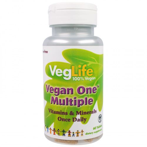 VegLife, Vegan One, мультивитамины растительного происхождения, без железа, 60 таблеток