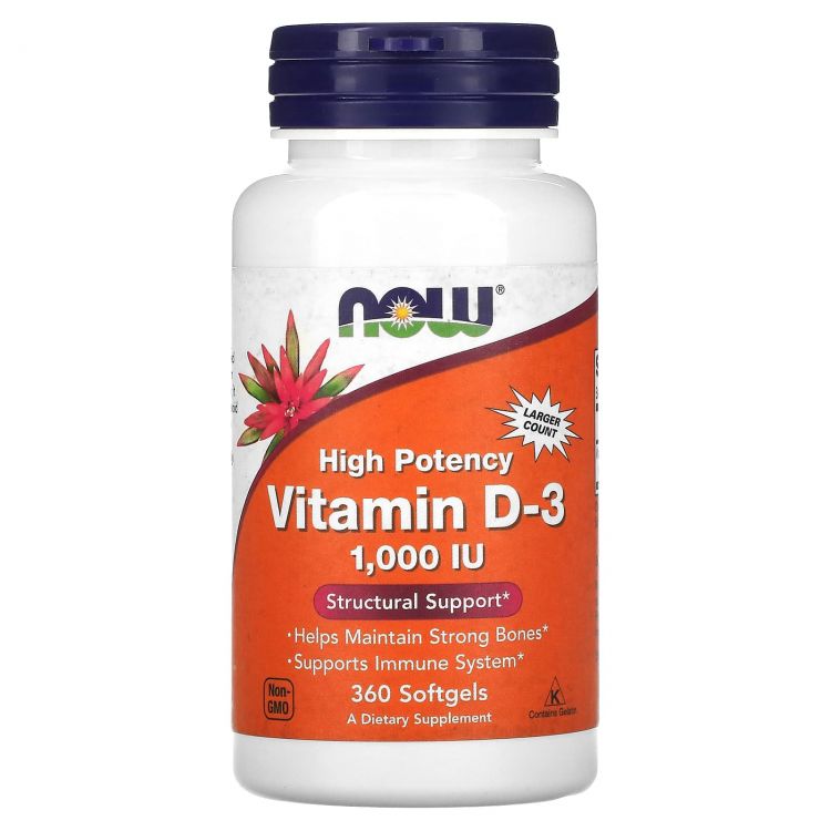 NOW Vitamin D-3 1000 IU 360 капсул