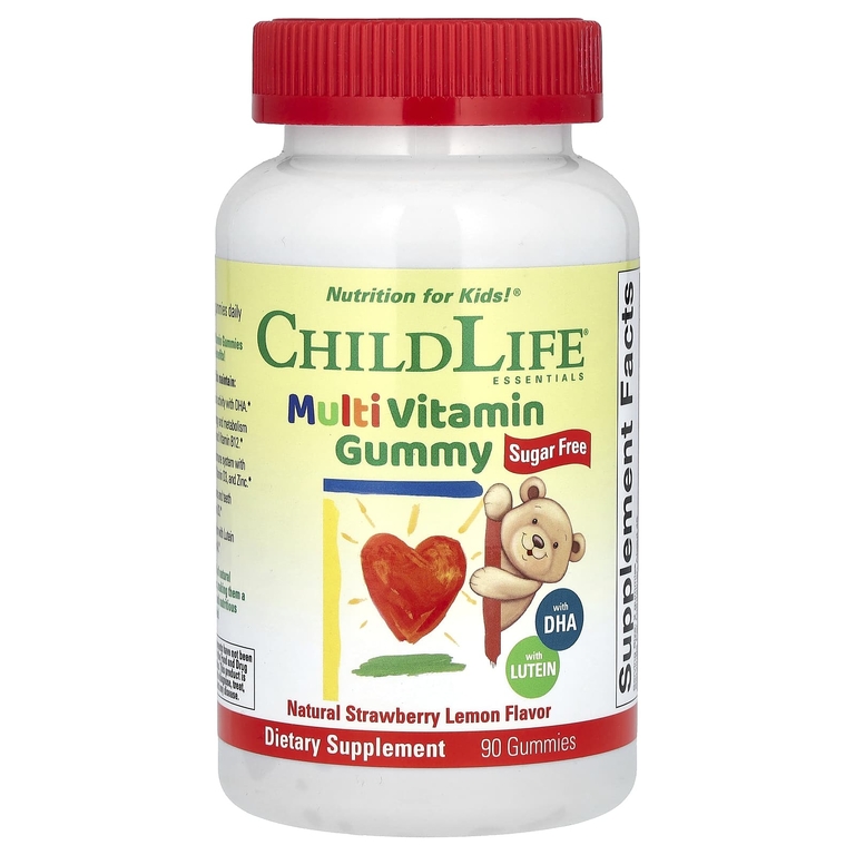 ChildLife Essentials  Multivitamin Gummy, без сахара, натуральная клубника и лимон, 90 жевательных таблеток