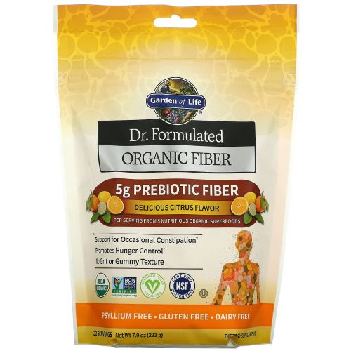 Garden of Life Organic Fiber 5g Prebiotic Fiber (32 порции) 223 г (Delicious Citrus Flavor)