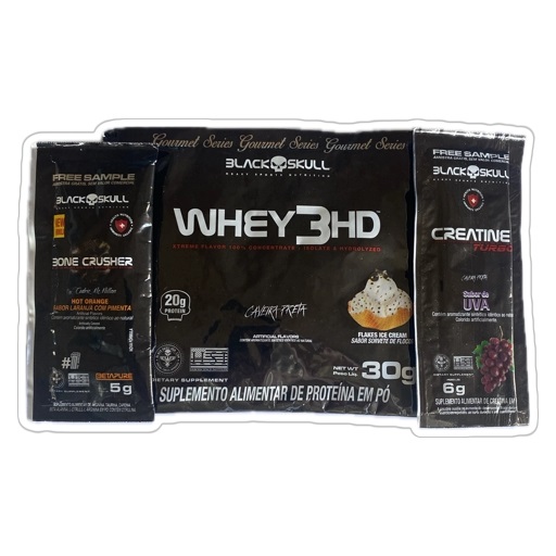 Black Skull Sachet Samples KIT (Whey 3hd 30г, Bone Crusher 5г, Creatine 6г)