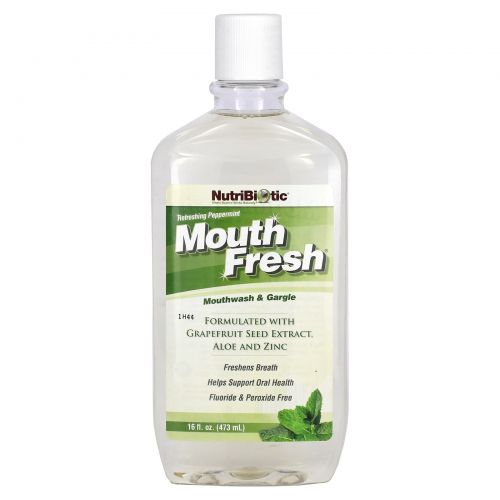 NutriBiotic Mouth Fresh ополаскиватель рта и средство для полоскания горла, освежающая перечная мята, 16 жидк. унц. (473 мл)