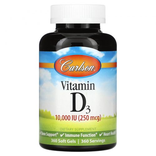 Carlson Labs Vitamin D3 250 мкг (10000 IU) 360 капсул