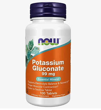 NOW Potassium Gluconate 99 мг 100 таблеток