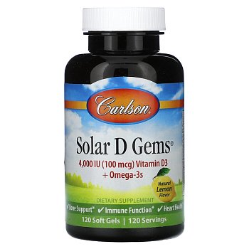 Carlson Labs Solar D Gems 4000 IU (100мкг) Vitamin D3 + Omega-3s 120 капсул