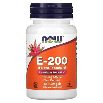 NOW E-200 d-alpha Tocopheryl 100 капсул