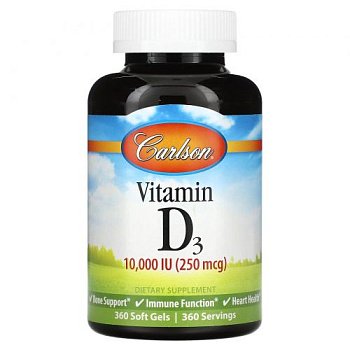 Carlson Labs Vitamin D3 250 мкг (10000 IU) 360 капсул