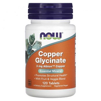 NOW Copper Glycinate 3 мг 120 таблеток